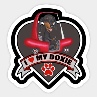 Funny Cute I Love My Doxie Dachshund Dog Heart Design Sticker